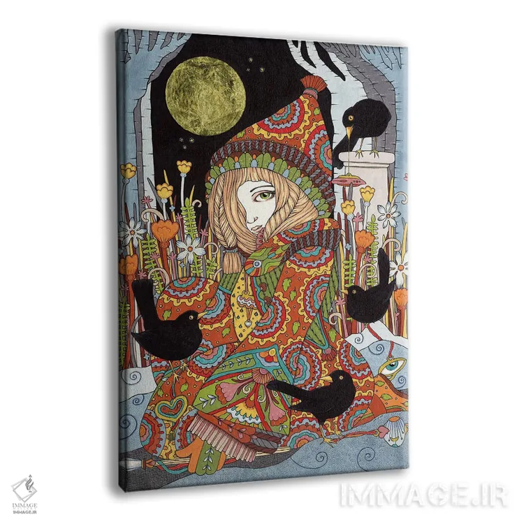 تابلو باغ پرنده سیاهبال اثر آنیتا اینوراریتی - نمای پرسپکتیو محصول