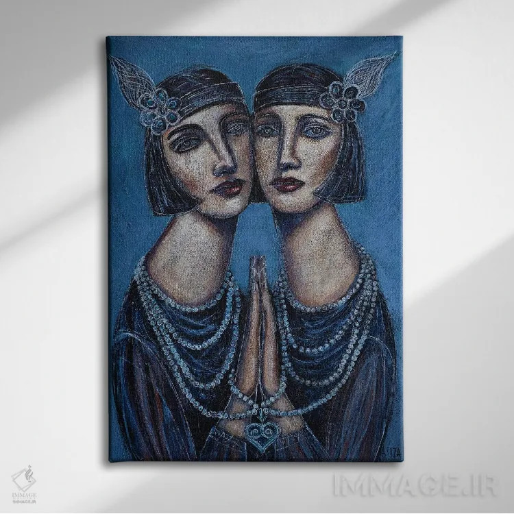 تابلو دختران گتسبی (الهام از داستان گتسبی بزرگ) اثر آسایزا - نمای روبهرو روی دیوار