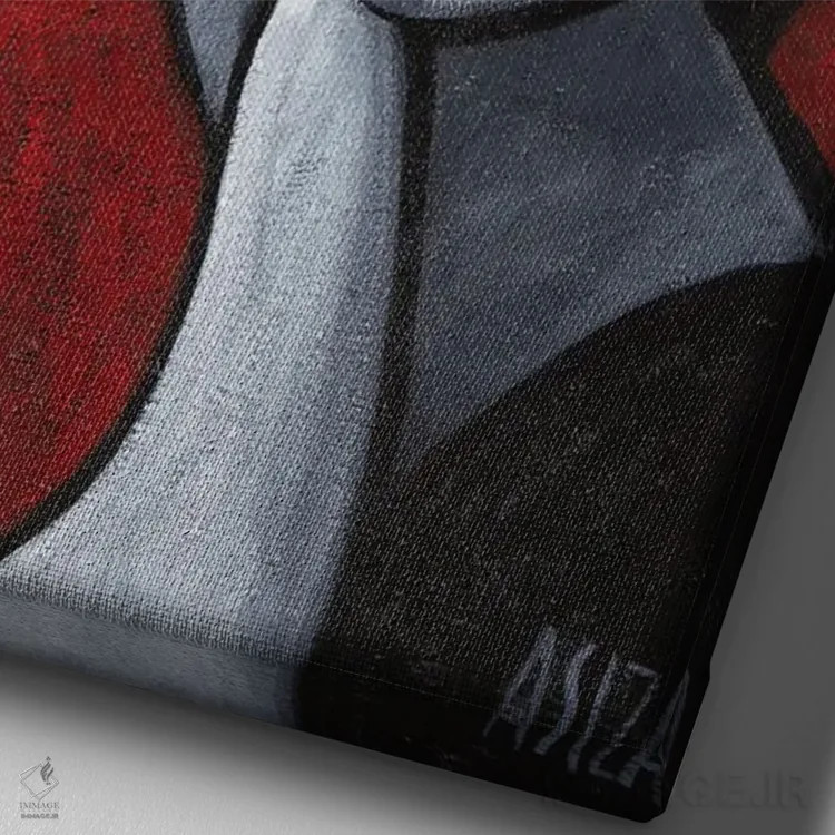 تابلو زن با دو صورت اثر آسایزا - نمای نزدیک بافت بوم