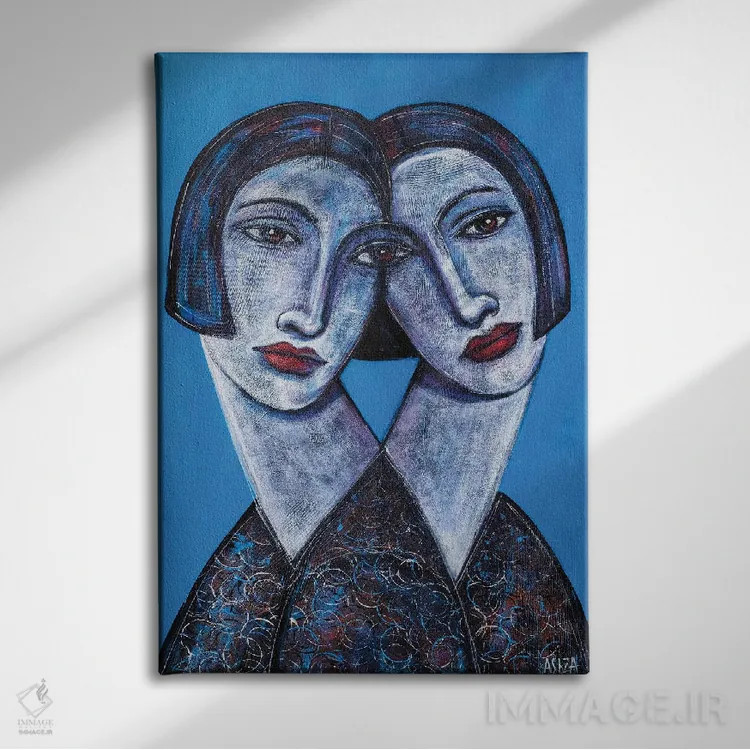 تابلو آبی اثر آسایزا - نمای روبهرو روی دیوار