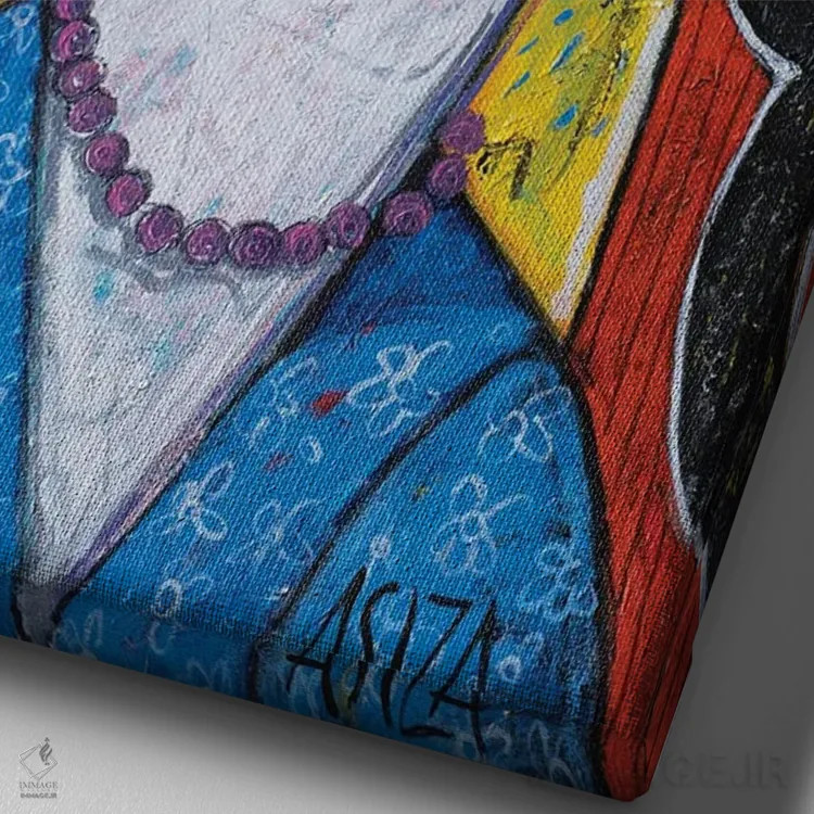 تابلو عشق خاموش - راست اثر آسایزا - نمای نزدیک بافت بوم