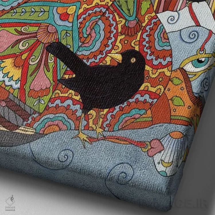 تابلو باغ پرنده سیاهبال اثر آنیتا اینوراریتی - نمای نزدیک بافت بوم