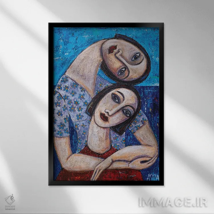 تابلو بحث دونفره (رو در رو، فرانسوی) اثر آسایزا - نمای قابدار مشکی