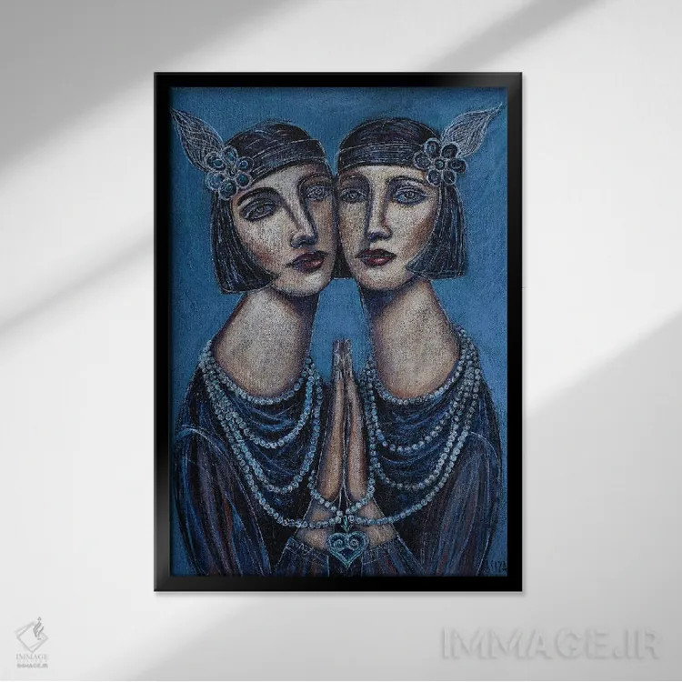 تابلو دختران گتسبی (الهام از داستان گتسبی بزرگ) اثر آسایزا - نمای قابدار مشکی