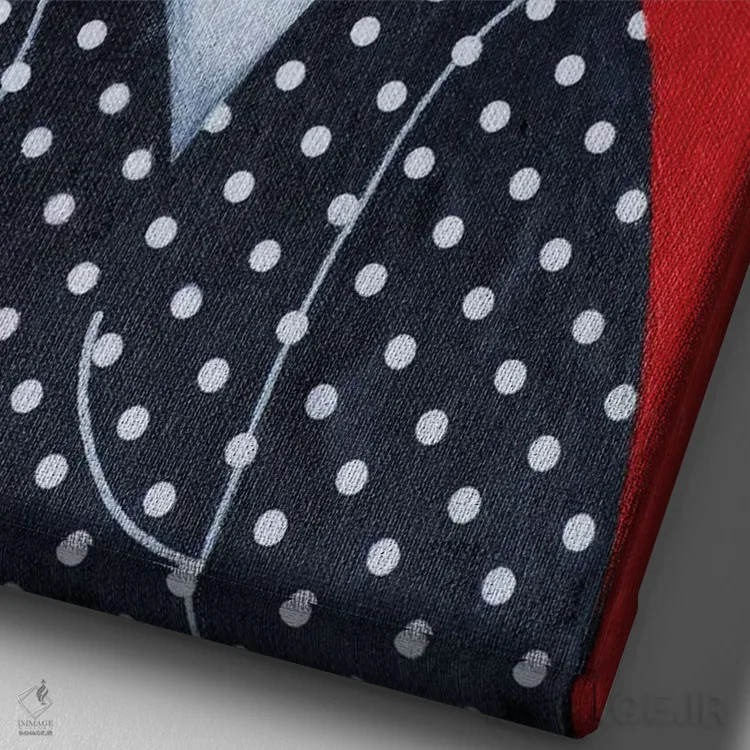 تابلو دختر با لباس خالخالی اثر آسایزا - نمای نزدیک بافت بوم