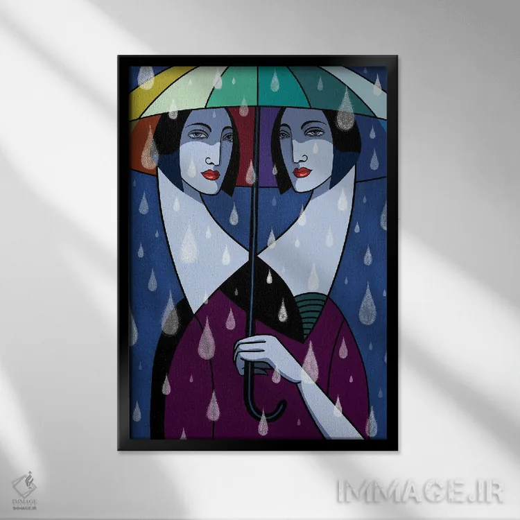 تابلو باران اثر آسایزا - نمای قابدار مشکی