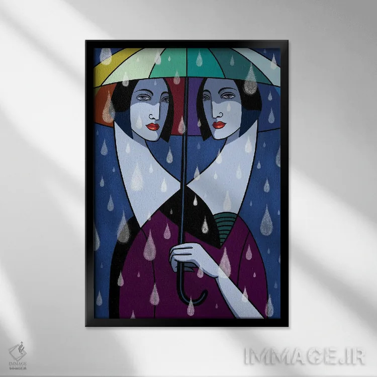 تابلو باران اثر آسایزا - نمای قابدار مشکی