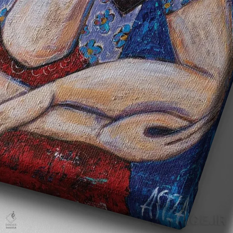 تابلو بحث دونفره (رو در رو، فرانسوی) اثر آسایزا - نمای نزدیک بافت بوم