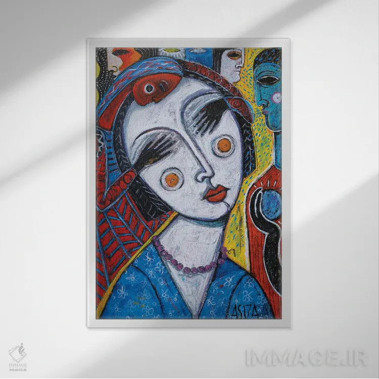 تابلو عشق خاموش - راست اثر آسایزا - نمای قابدار سفید