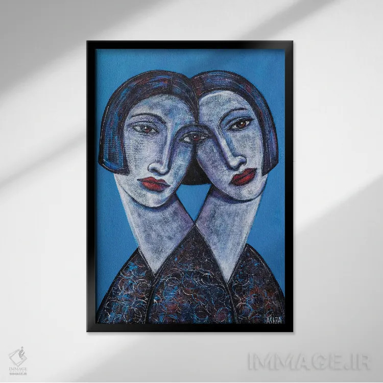 تابلو آبی اثر آسایزا - نمای قابدار مشکی