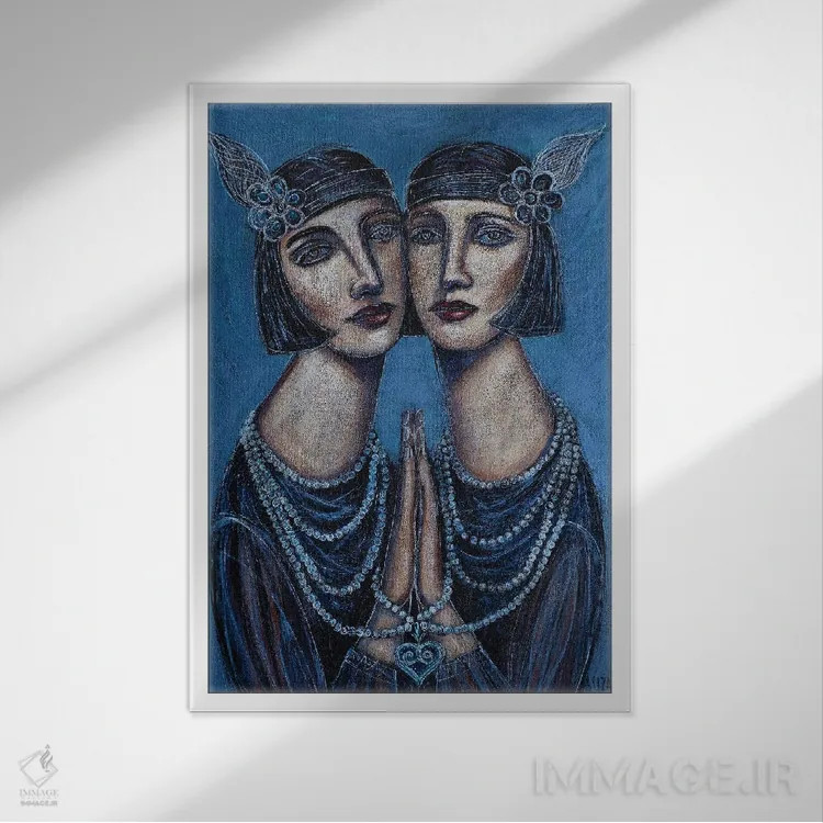 تابلو دختران گتسبی (الهام از داستان گتسبی بزرگ) اثر آسایزا - نمای قابدار سفید