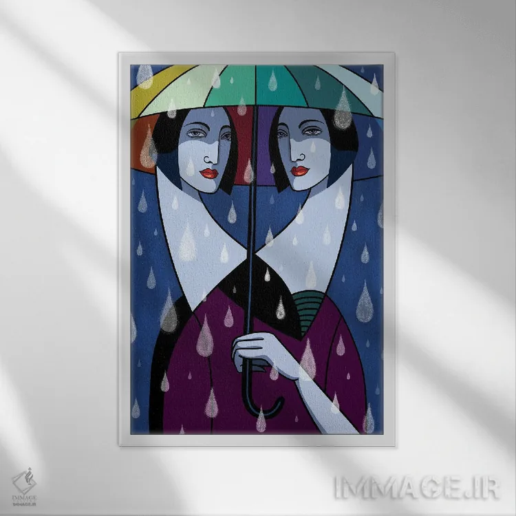 تابلو باران اثر آسایزا - نمای قابدار سفید