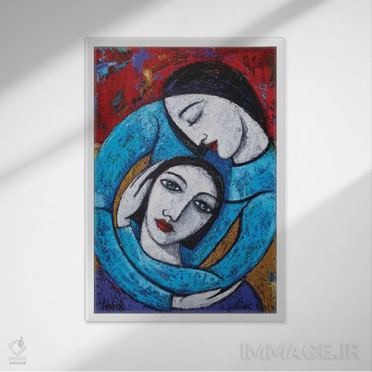 تابلو مهرورزی اثر آسایزا - نمای قابدار سفید