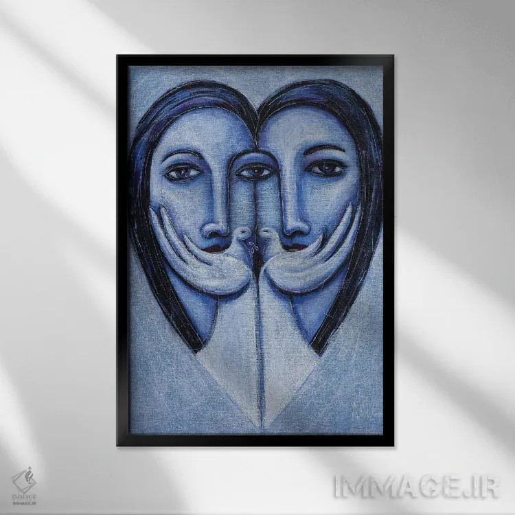 تابلو عشق و آرامش اثر آسایزا - نمای قابدار مشکی