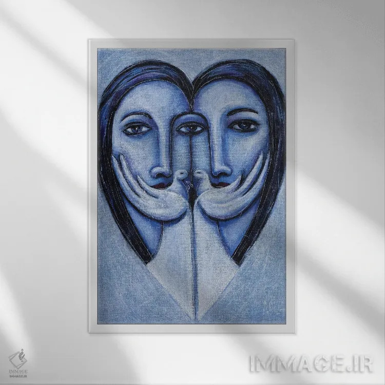 تابلو عشق و آرامش اثر آسایزا - نمای قابدار سفید