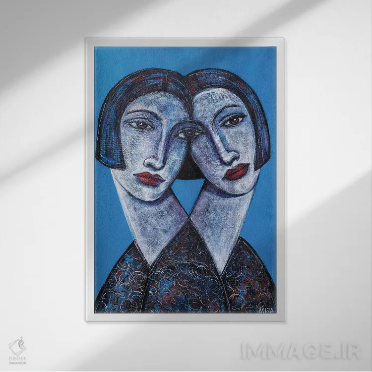 تابلو آبی اثر آسایزا - نمای قابدار سفید