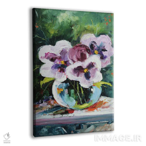 تابلو بنفشهها در گلدان شیشهای اثر الکساندرا جاگودا - نمای پرسپکتیو محصول