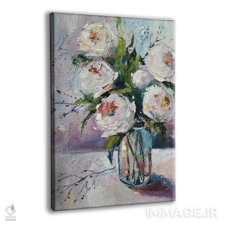 تابلو رزهای سفید اثر الکساندرا جاگودا - نمای پرسپکتیو محصول