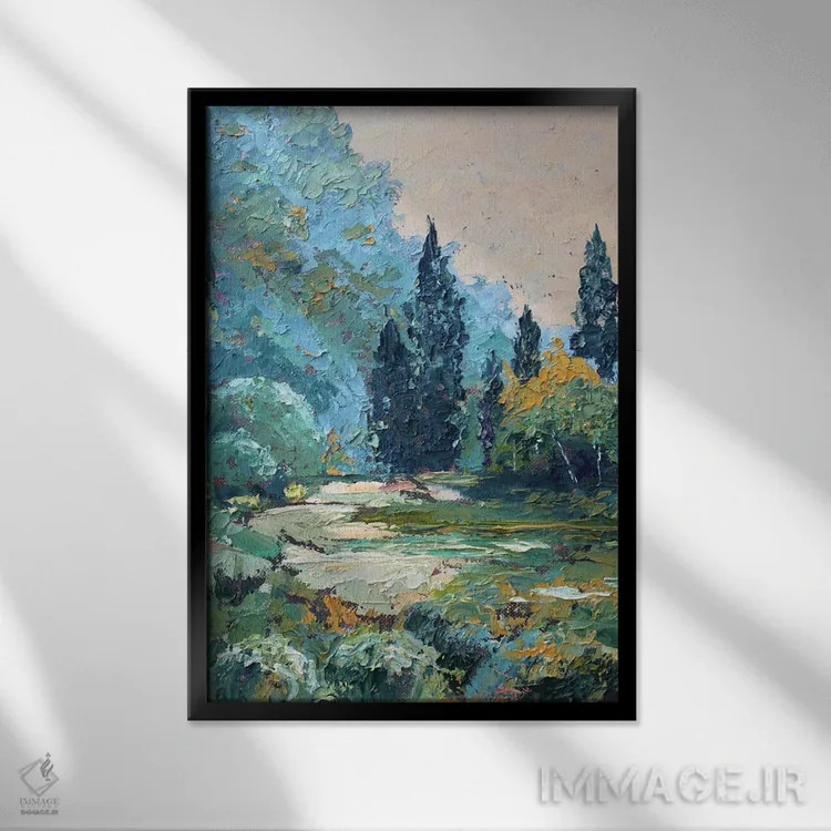 تابلو مسیر در جنگل اثر الکساندرا جاگودا - نمای قابدار مشکی