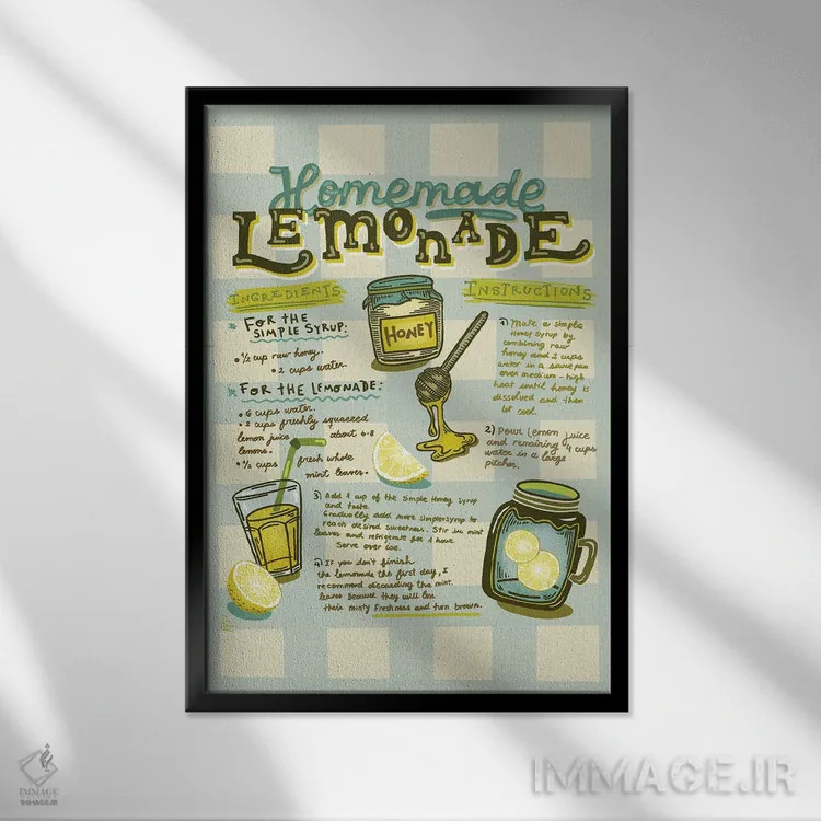 تابلو لیموناد خانگی اثر آندریا جیسید - نمای قابدار مشکی