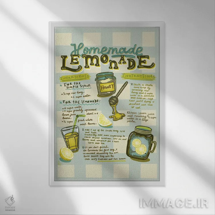 تابلو لیموناد خانگی اثر آندریا جیسید - نمای قابدار سفید