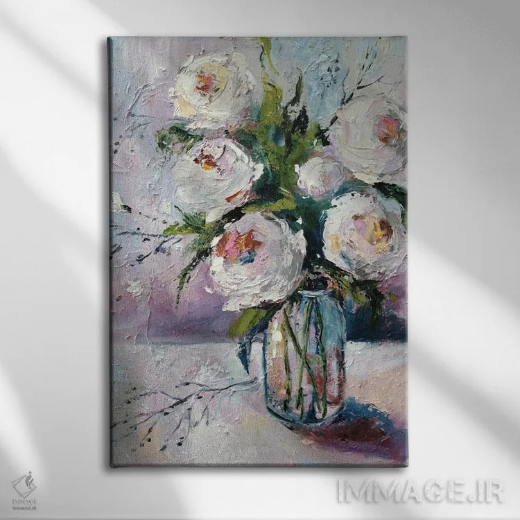 تابلو رزهای سفید اثر الکساندرا جاگودا - نمای روبهرو روی دیوار