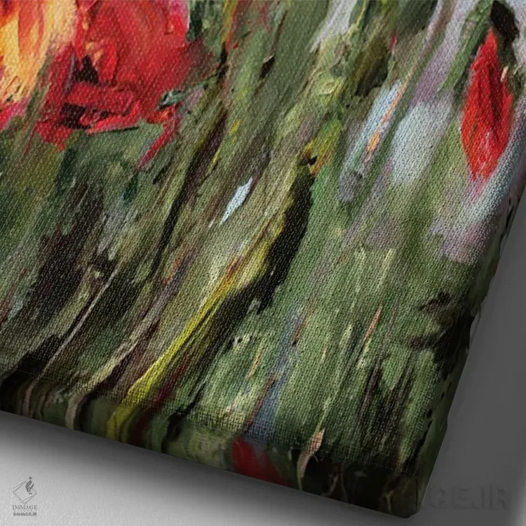 تابلو شقایقها اثر الکساندرا جاگودا - نمای نزدیک بافت بوم