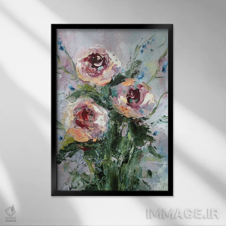 تابلو رزهای صورتی اثر الکساندرا جاگودا - نمای قابدار مشکی