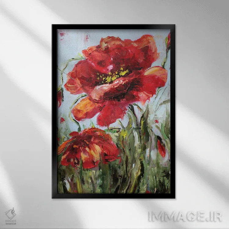 تابلو شقایقها اثر الکساندرا جاگودا - نمای قابدار مشکی