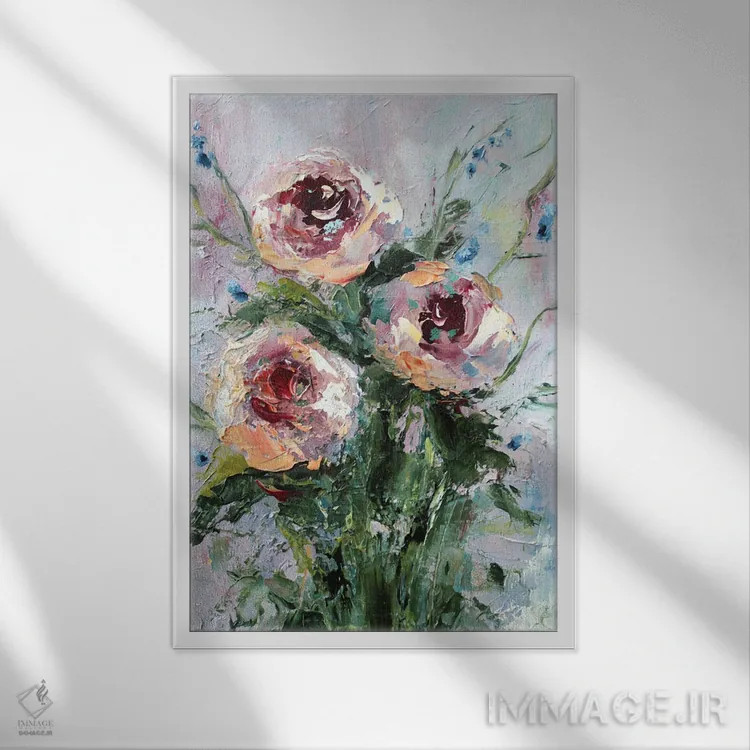 تابلو رزهای صورتی اثر الکساندرا جاگودا - نمای قابدار سفید