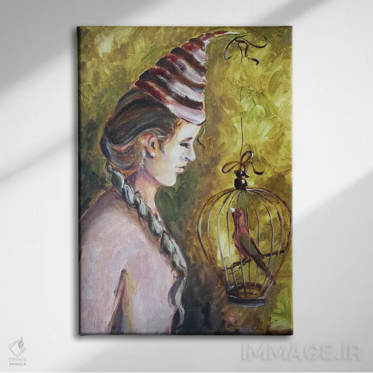 تابلو پرنده کوچک اثر الکساندرا جاگودا - نمای روبهرو روی دیوار