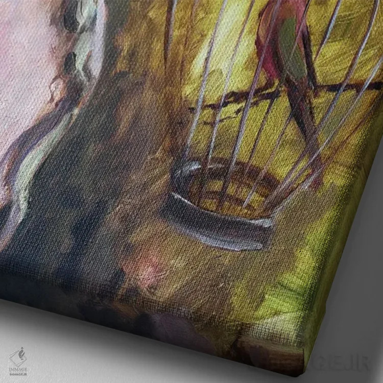 تابلو پرنده کوچک اثر الکساندرا جاگودا - نمای نزدیک بافت بوم