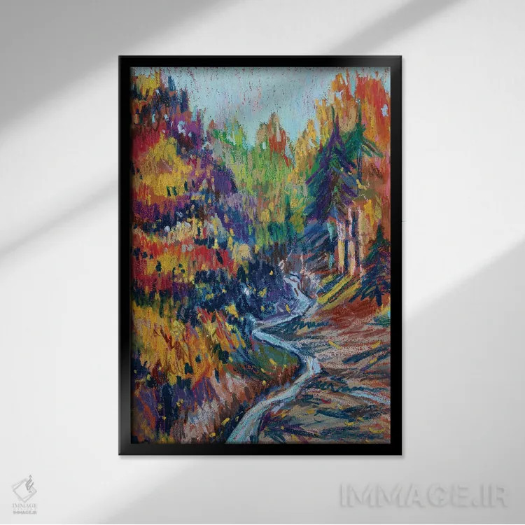 تابلو پاییز در جنگل اثر الکساندرا جاگودا - نمای قابدار مشکی