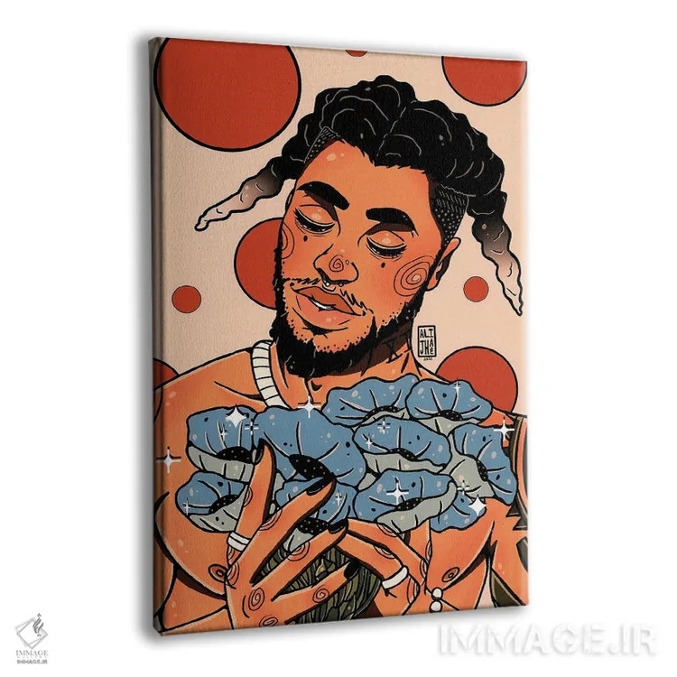 تابلو خشخاشهای آبی اثر علیجاه وست - نمای پرسپکتیو محصول