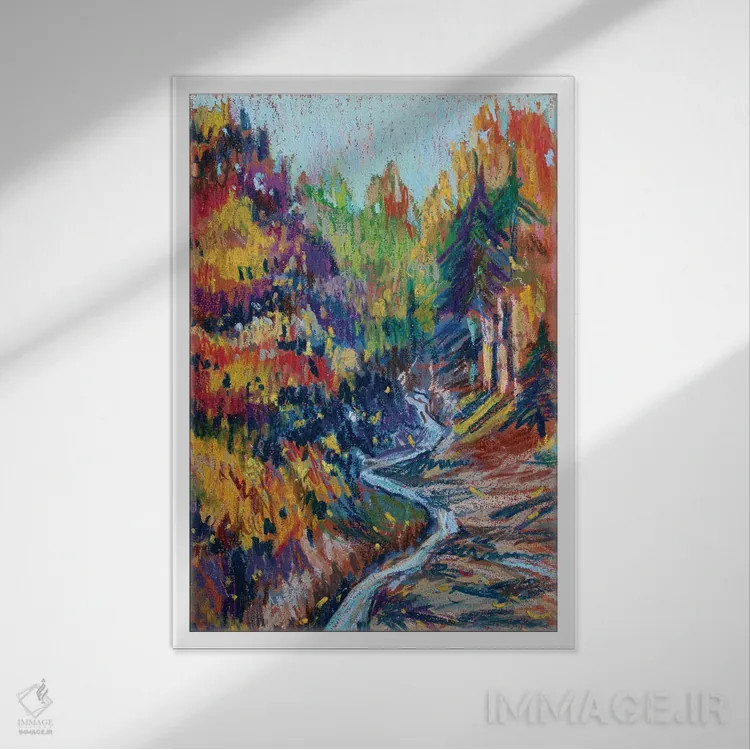 تابلو پاییز در جنگل اثر الکساندرا جاگودا - نمای قابدار سفید