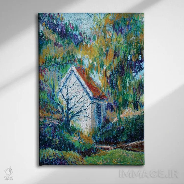 تابلو جنگل آبی اثر الکساندرا جاگودا - نمای روبهرو روی دیوار