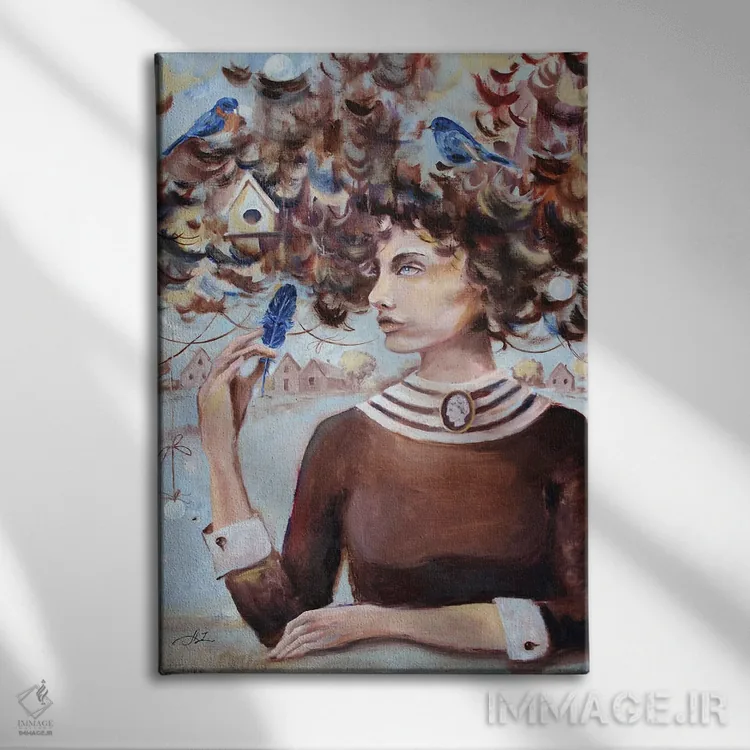 تابلو پَر تازه امید اثر الکساندرا جاگودا - نمای روبهرو روی دیوار