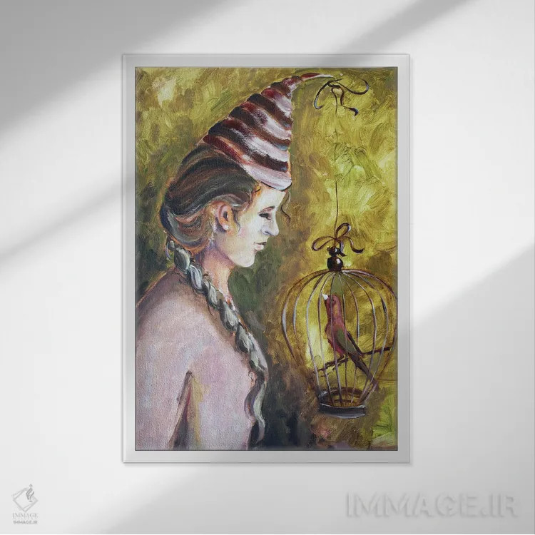 تابلو پرنده کوچک اثر الکساندرا جاگودا - نمای قابدار سفید