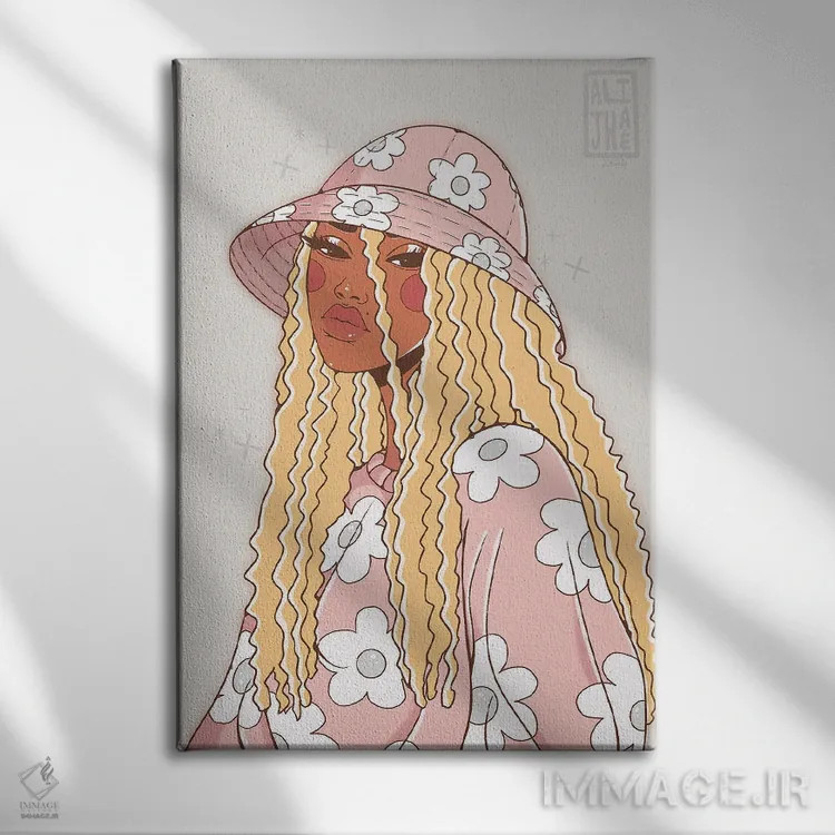 تابلو دختر گلها اثر علیجاه وست - نمای روبهرو روی دیوار