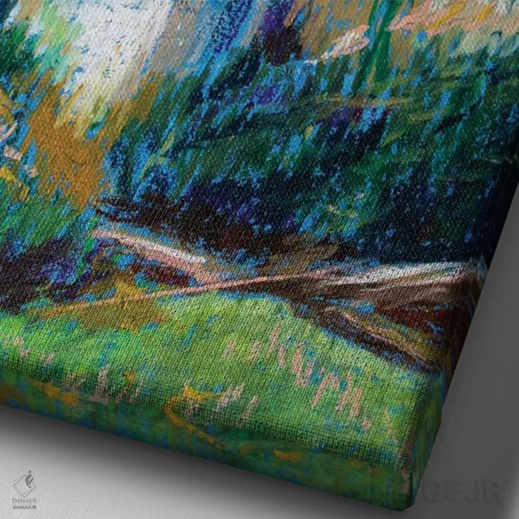 تابلو جنگل آبی اثر الکساندرا جاگودا - نمای نزدیک بافت بوم