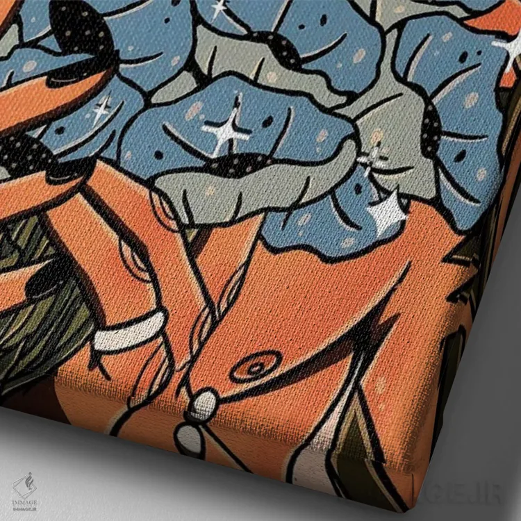 تابلو خشخاشهای آبی اثر علیجاه وست - نمای نزدیک بافت بوم