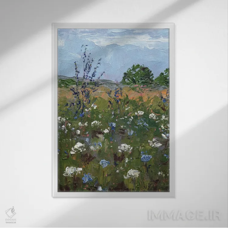 تابلو منظره آبی اثر الکساندرا جاگودا - نمای قابدار سفید