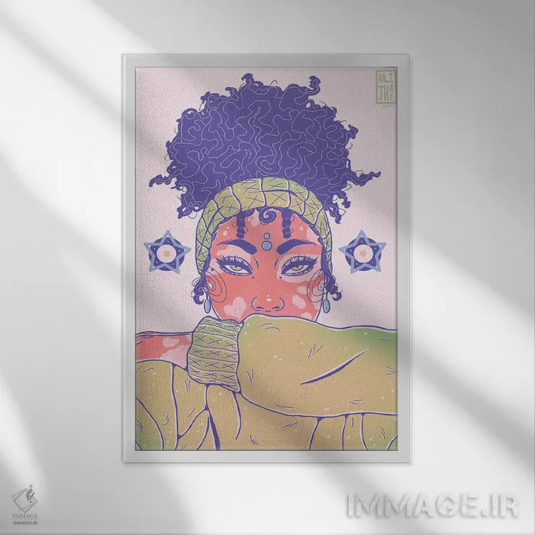 تابلو کاری سبز انجام بده اثر علیجاه وست - نمای قابدار سفید