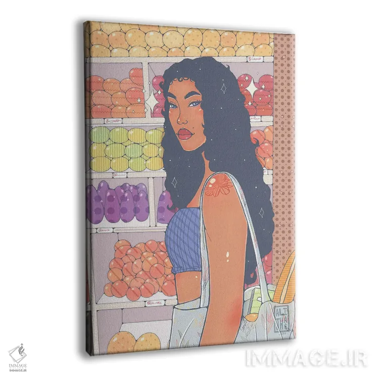 تابلو دختر بازار اثر علیجاه وست - نمای پرسپکتیو محصول