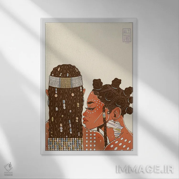 تابلو زیبایی آفریقایی اثر علیجاه وست - نمای قابدار سفید