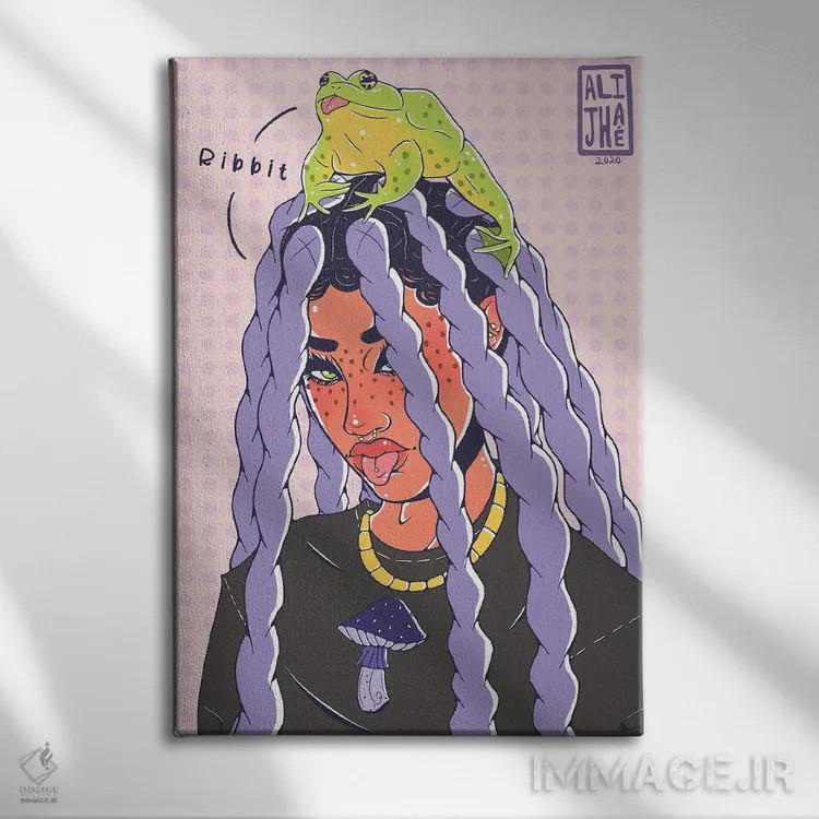 تابلو دختر قورباغهای اثر علیجاه وست - نمای روبهرو روی دیوار