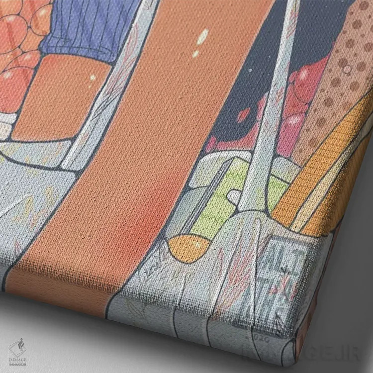 تابلو دختر بازار اثر علیجاه وست - نمای نزدیک بافت بوم