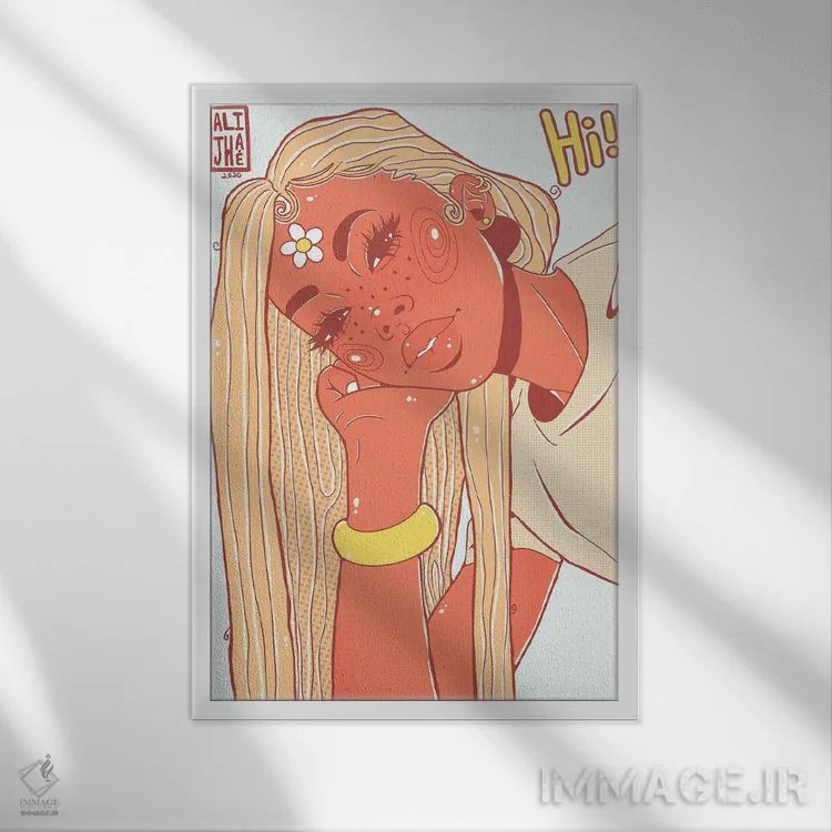 تابلو سلام دختر اثر علیجاه وست - نمای قابدار سفید