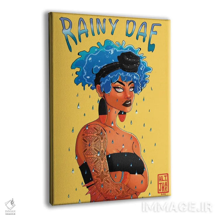 تابلو روز بارانی (نام خاص/بازی با واژه) اثر علیجاه وست - نمای پرسپکتیو محصول