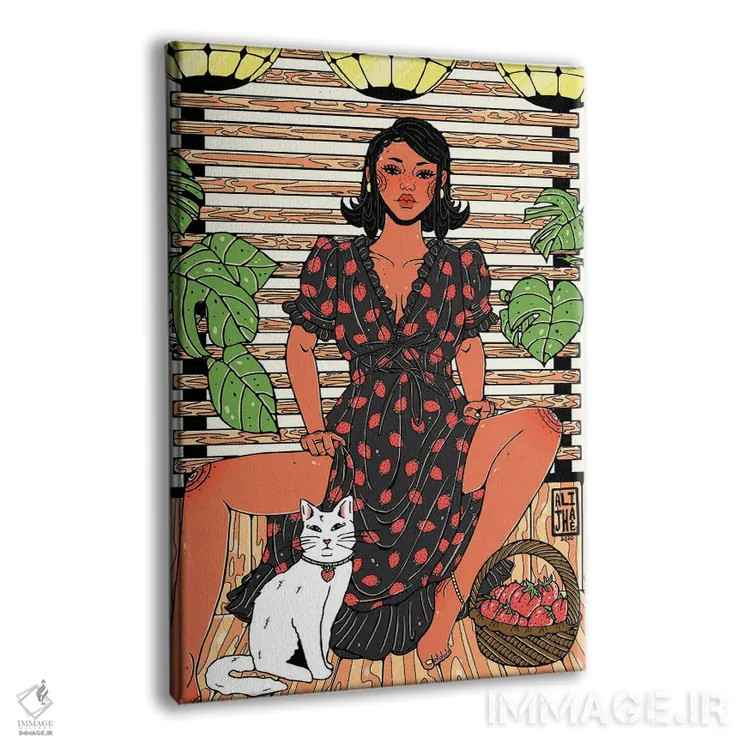 تابلو پیراهن توتفرنگی اثر علیجاه وست - نمای پرسپکتیو محصول